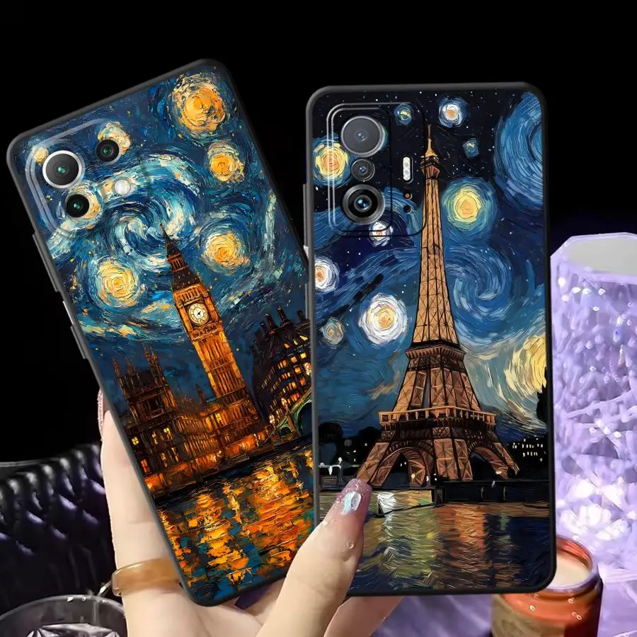 Van Gogh Schwarze weiche Handyhülle für Xiaomi Mi 15 13 14 Pro 10T 11T 12T Pro 11 12 13 Lite 12X