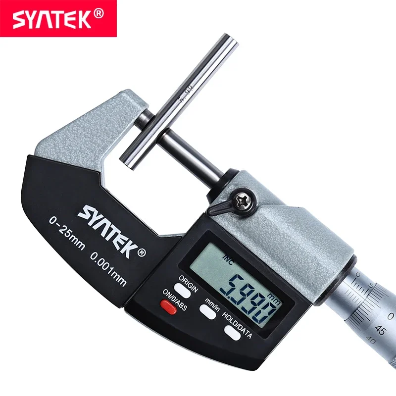 IP64 Syntek 0.001mm Standard Electronic Digital Outside Micrometer 0-25-50-75-100mm Caliper Thickness Gauge Meter Carbide Tip Me