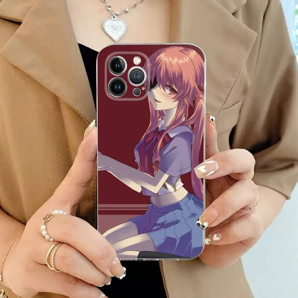 Anime Future Diaries Phone Case For iPhone 15 13 14 Pro Max XS XR 12 11 Pro 13 Mini 6 7 8 Plus Clear Back Cover Capa