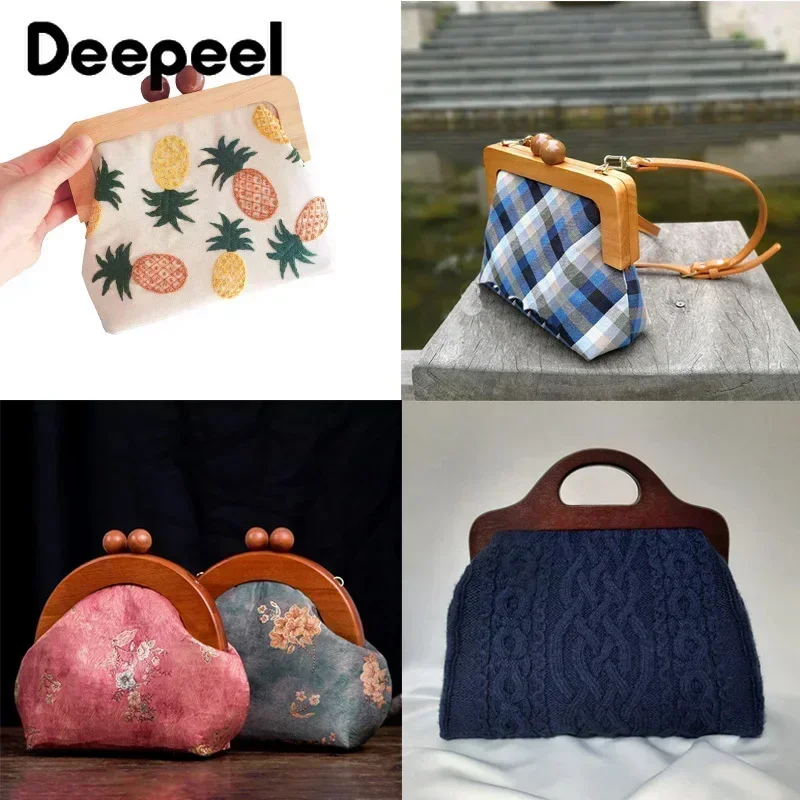 Deepeel-Sac à Main avec Poignée en Bois, Fermoir Baiser, Cadres de Serrure, Boucles Foy, Bricolage, Couture Rapide, Accessoires, 1 Pièce