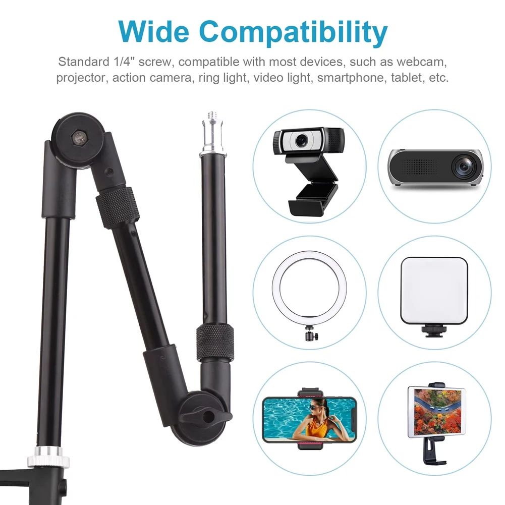 Super Sale 1/4 ST-01 Bracket Flexible Foldable Desk Mount Stand Ballhead Adapter for Fill Light LED Ring Light Camera Smartphone