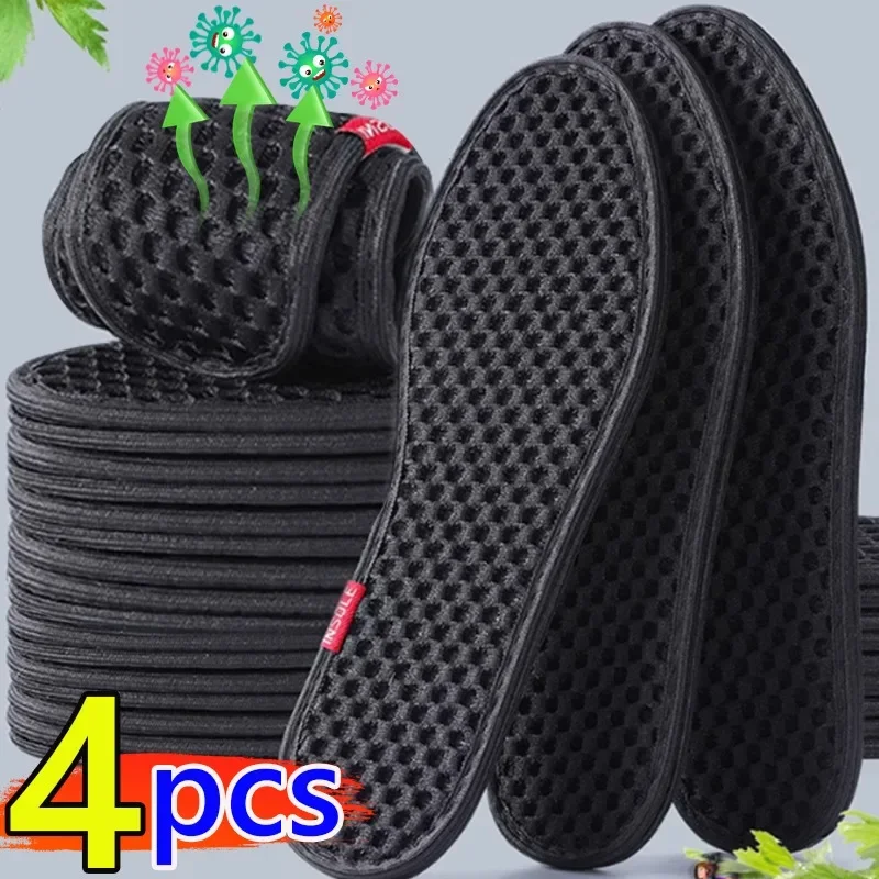 4 Stuks Bamboe Houtskool Deodorant Inlegzolen Mesh Ademend Absorberen Zweet Schoen Pads Mannen Running Sportschoenen Insert Deodorant Binnenzool