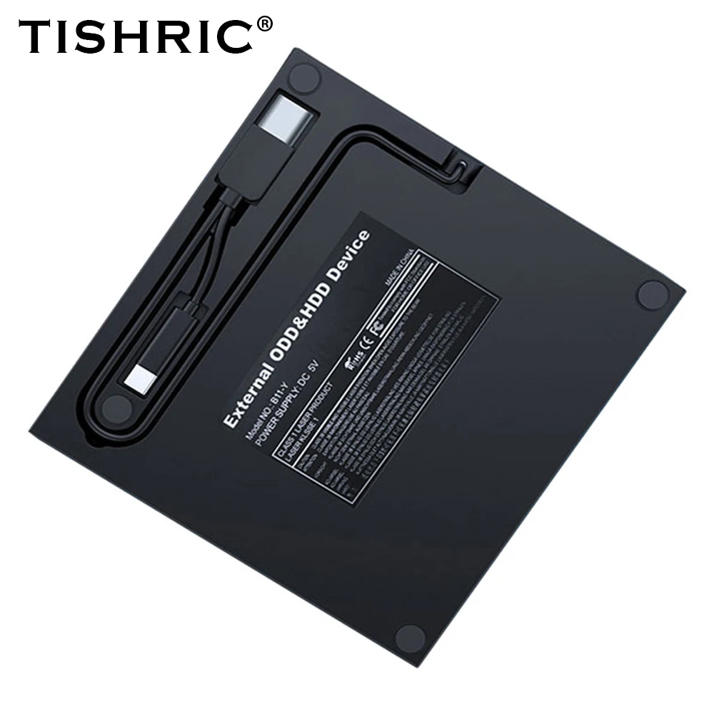 TISHRIC External CD Player Bluray Drive USB 3.0 & Type-C Blu-Ray Burner Writer Slim BD CD DVD Optical Bluray