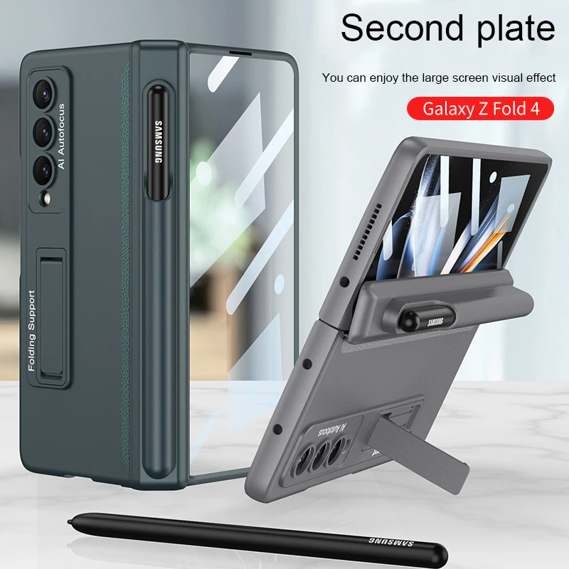 Magnetic Foldable Pen Tray 360 Full Protective Cases For Samsung Galaxy Z Fold4 5 Anti-fall Business Ultra Thin Hinge Phone Case