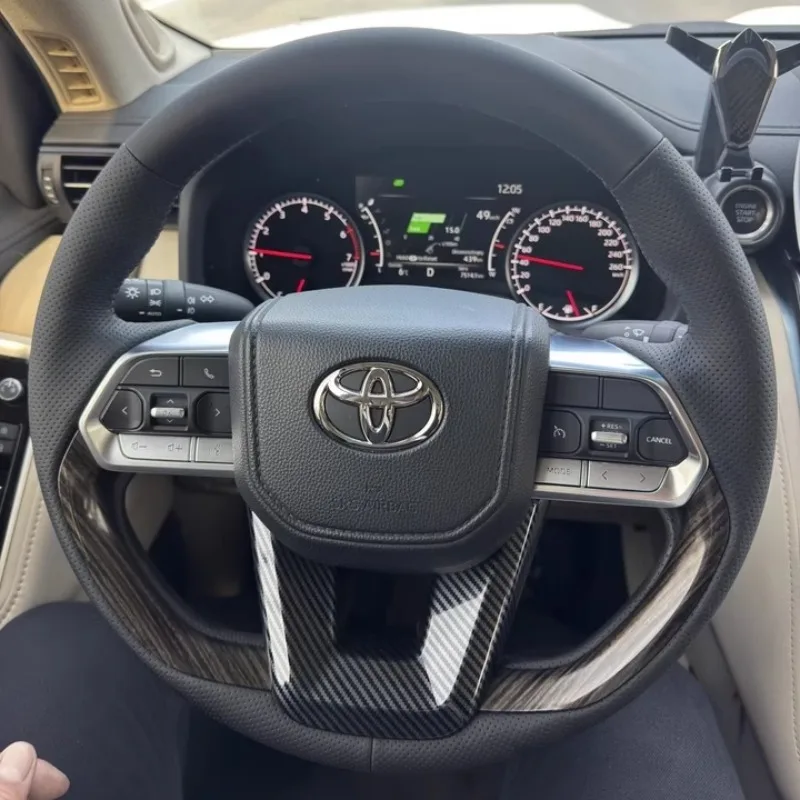 Braid Black Leather Steering Wheel Cover for Toyota Cruiser LC300 2022-2025 Car Interior Accessory