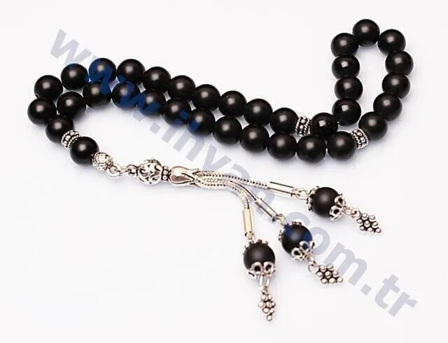 IQRAH Agate Stone Rosary (925 carat Silver)-Black