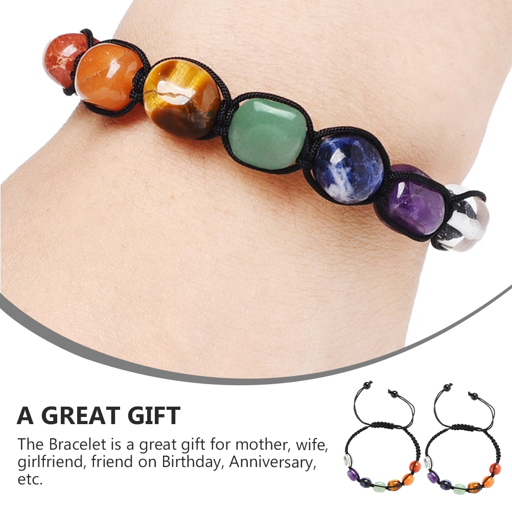 

2 Pcs Chakra Bracelet Spiritual Personality Natural Wrist Decoration Anxiety Relief Chain Beads Hand Fashion
