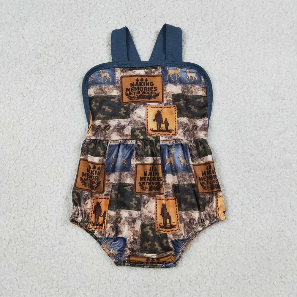 Wholesale Kids Toddler Deer Romper Children Sleeveless Camo Bubble Clothes Infant Newborn Coverall Baby Boy Plaid Bodysuit