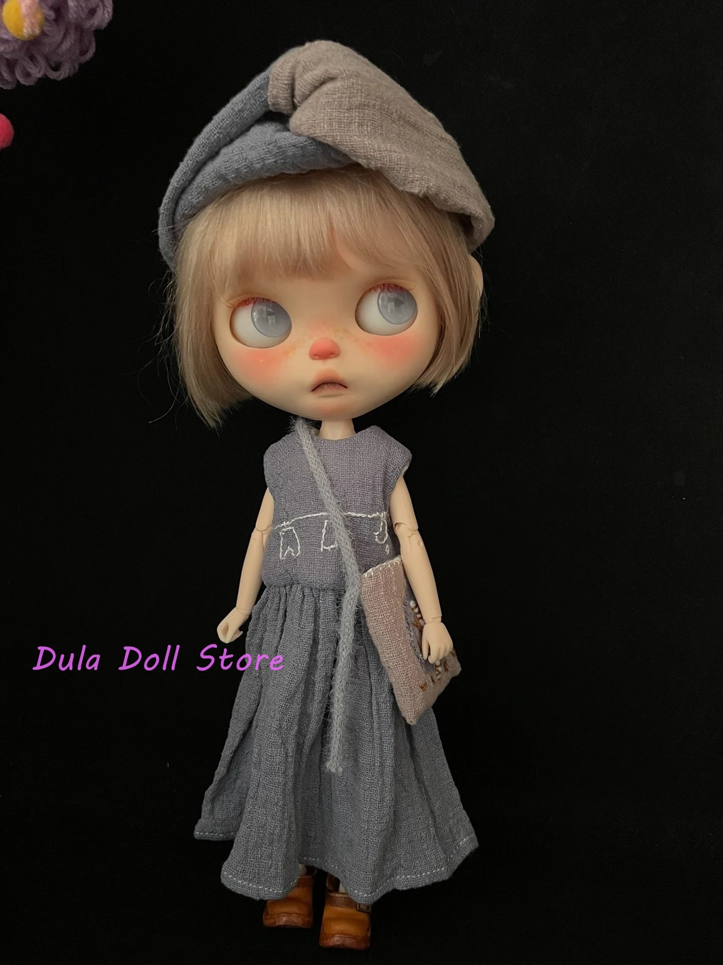 Dula Doll Clothes for Blythe Simple literary handmade dress gray doll suit ob24 ob22 Diandian Azone JerryB 1/6 Bjd Doll