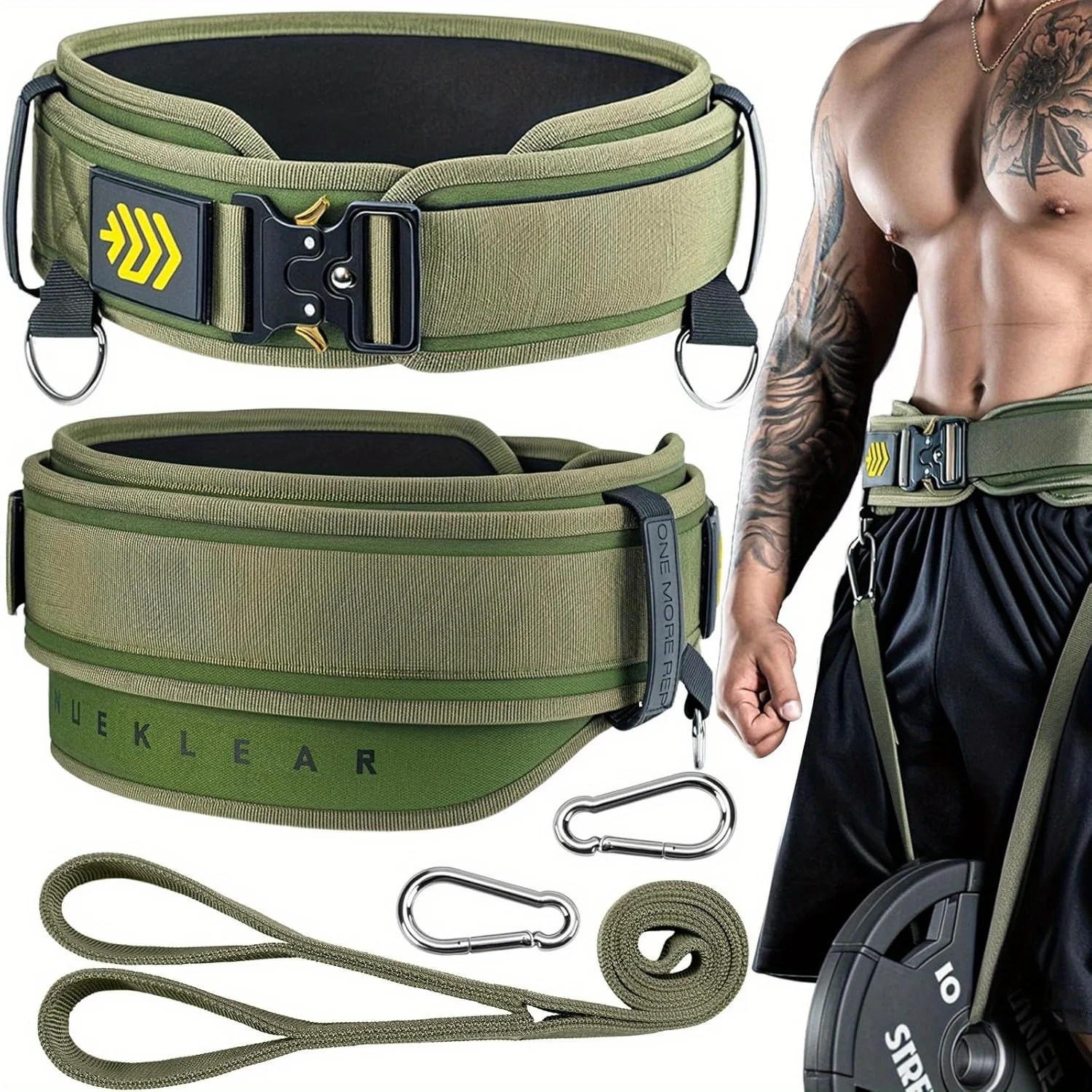

MANUEKLEAR 2-in-1 Weightlifting Belt & Dip Belt with 36.7in Rope, Double-Layer Weight Lifting Belts, Powerlifting Gym Weighted Belt for Pull Up Squat, Ideal for Squats, Deadlifts, And Intense Lifting