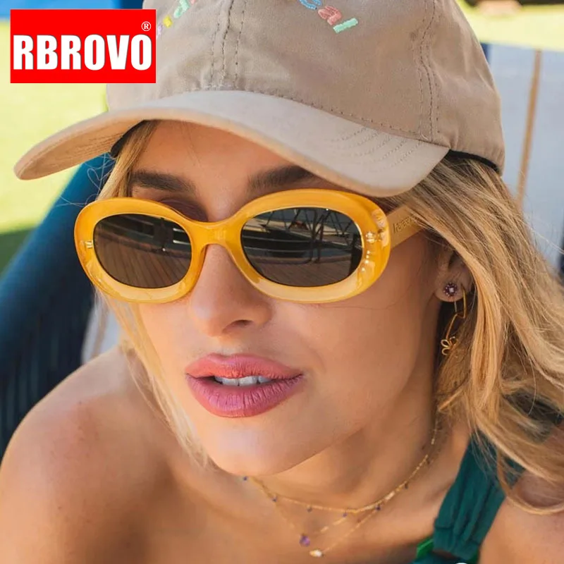 

RBROVO 2023 Retro Orange Sunglasses Women Brand Designer Eyewear Women/Men Round Sun Glasses Women Metal Hinges Oval Shades