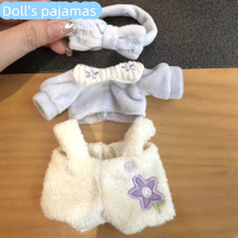 بيجامة قطيفة لطيفة لدمية الثعلب القطيفة من LinaBell مع مجموعة من 3 قطع من ملابس الدمى مع ربطة شعر #6