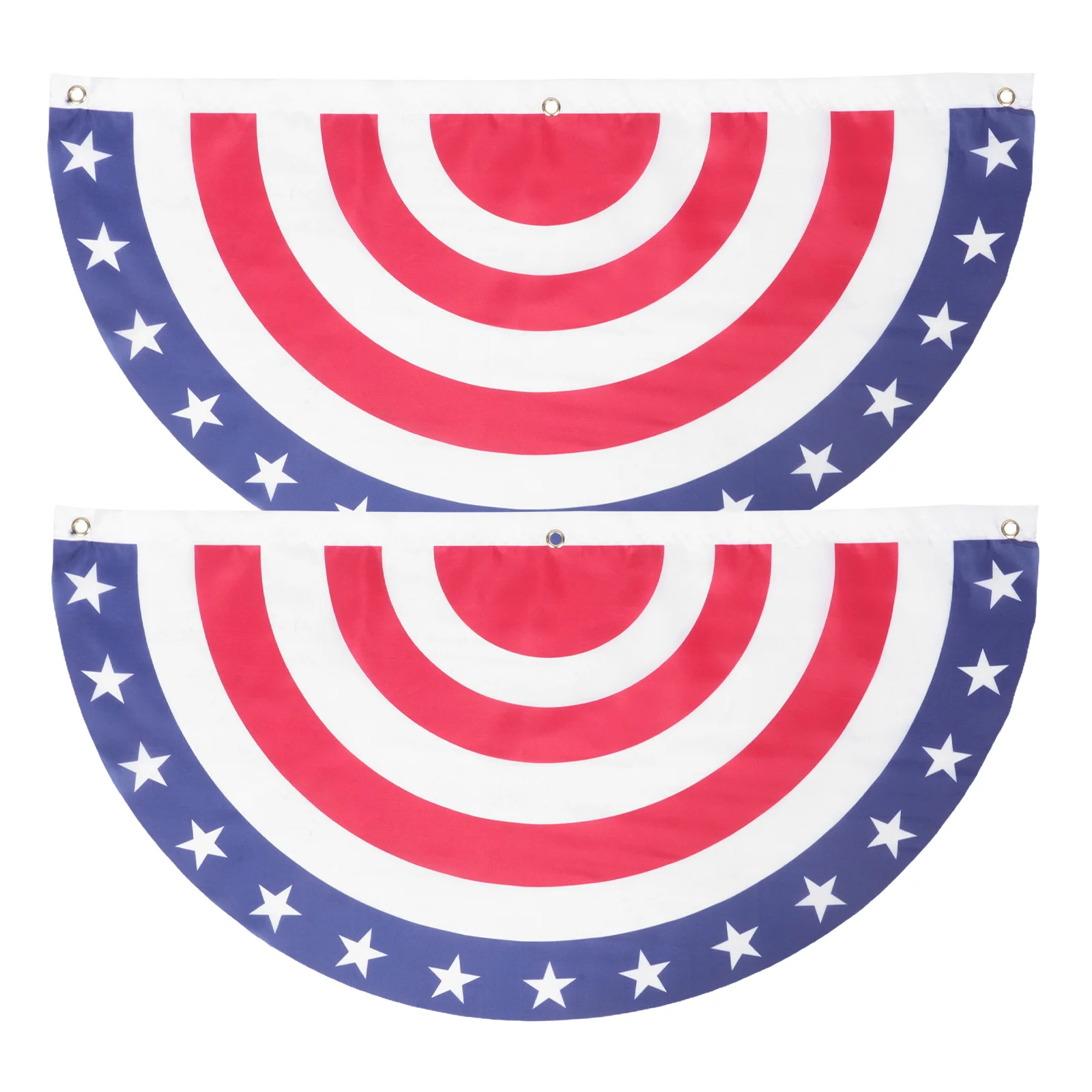 2Pcs American Bunting Fan Flag Patriotic Outdoor Hanging Banner Labor Day Independence Day Porch Deck Party Decoration Usa