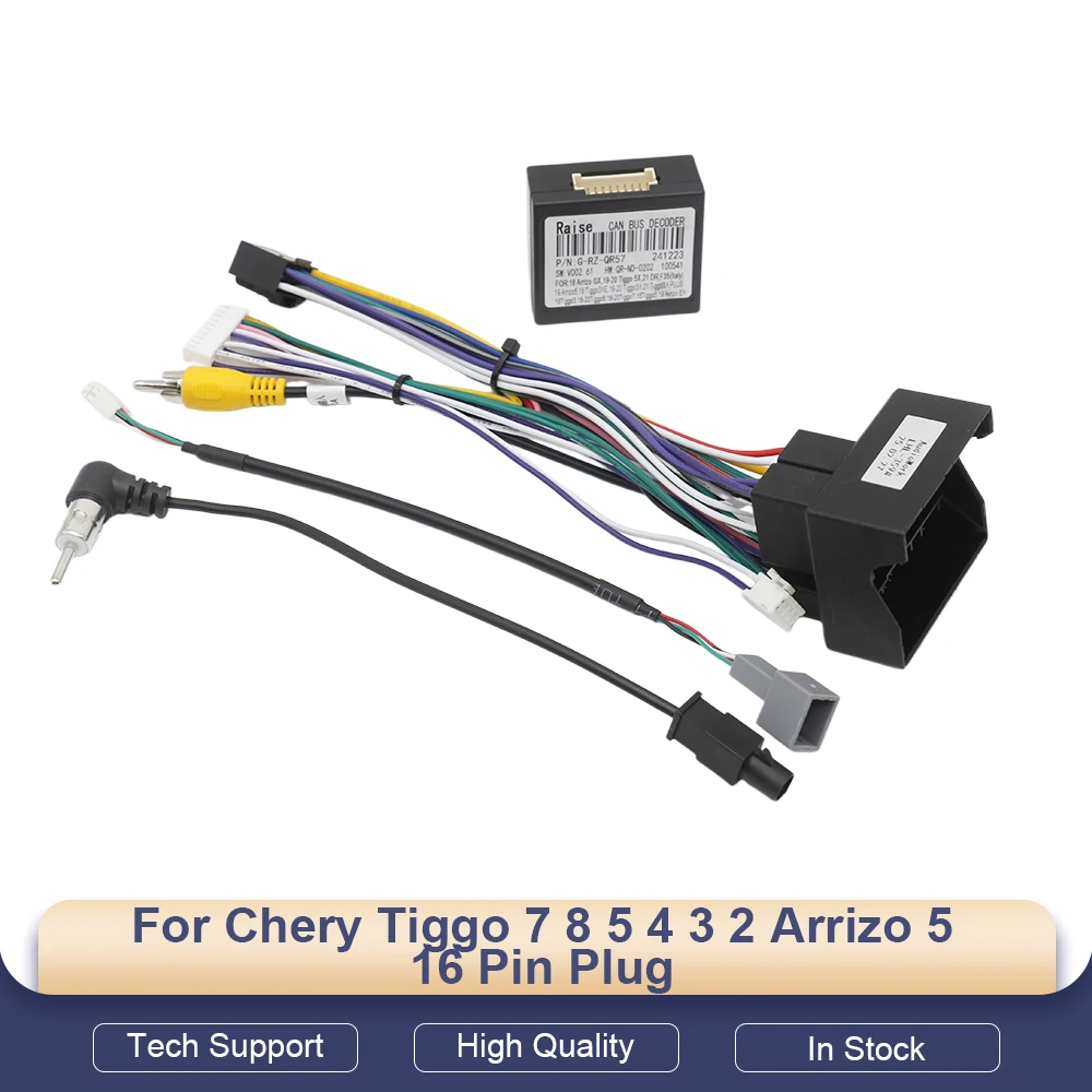 For Chery Tiggo 7 8 5 4 3 2 Arrizo 5 CANBus Wiring Harness Decoder 16 Pin Plug to Quad Lock Android Cable Adapter for Car