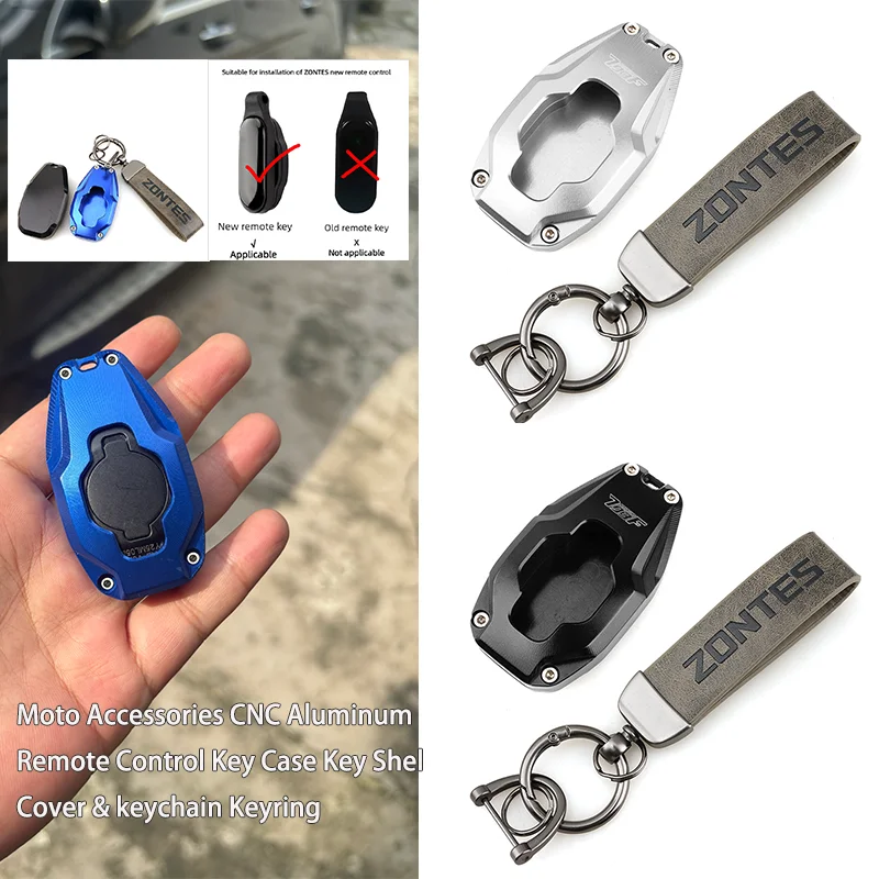 Fit-For-Zontes-703F-703-R/RR/T/F-2024+-Moto-Accessories-CNC-Aluminum-Remote-Control-Key-Case-Key-Shell-Cover-&-keychain-Keyring