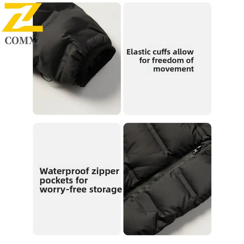 COMXZ Men Down Jacket Solid Color Waterproof Windproof Trekking Cotton Padded Jacket Travel Functional Outdoor Winter Padding