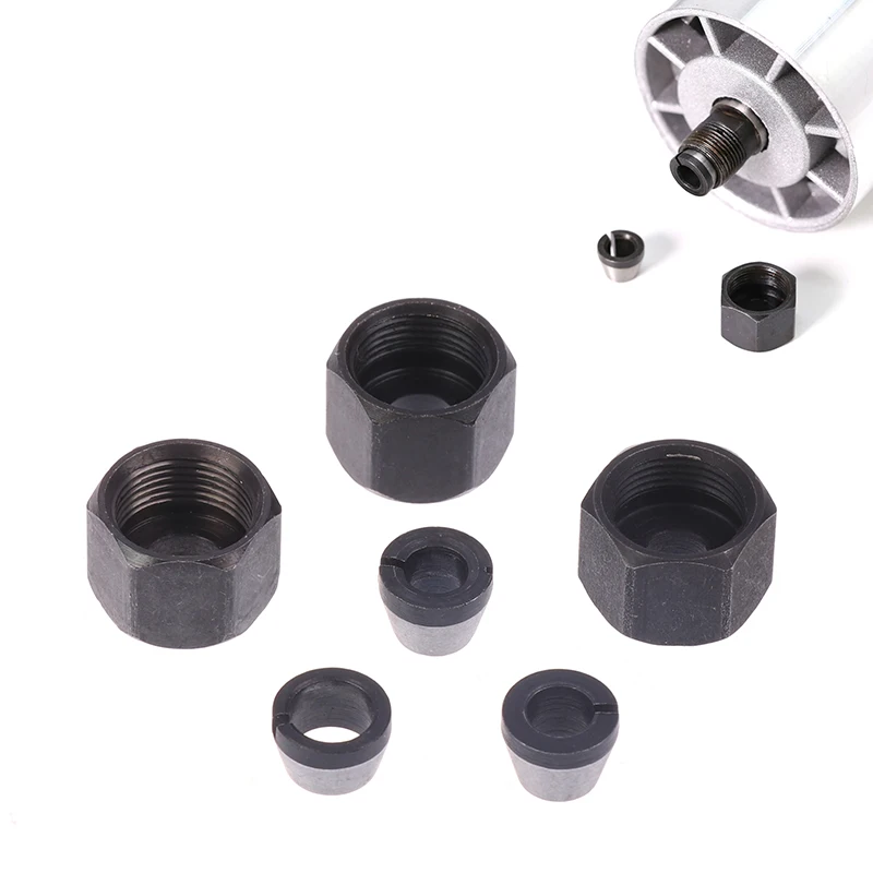 1 Set Electric Router Milling Cutter Parts 6mm 6.35mm 8mm Collet Chuck Engraving Trimming Machine With Nut Router Bit Adapter