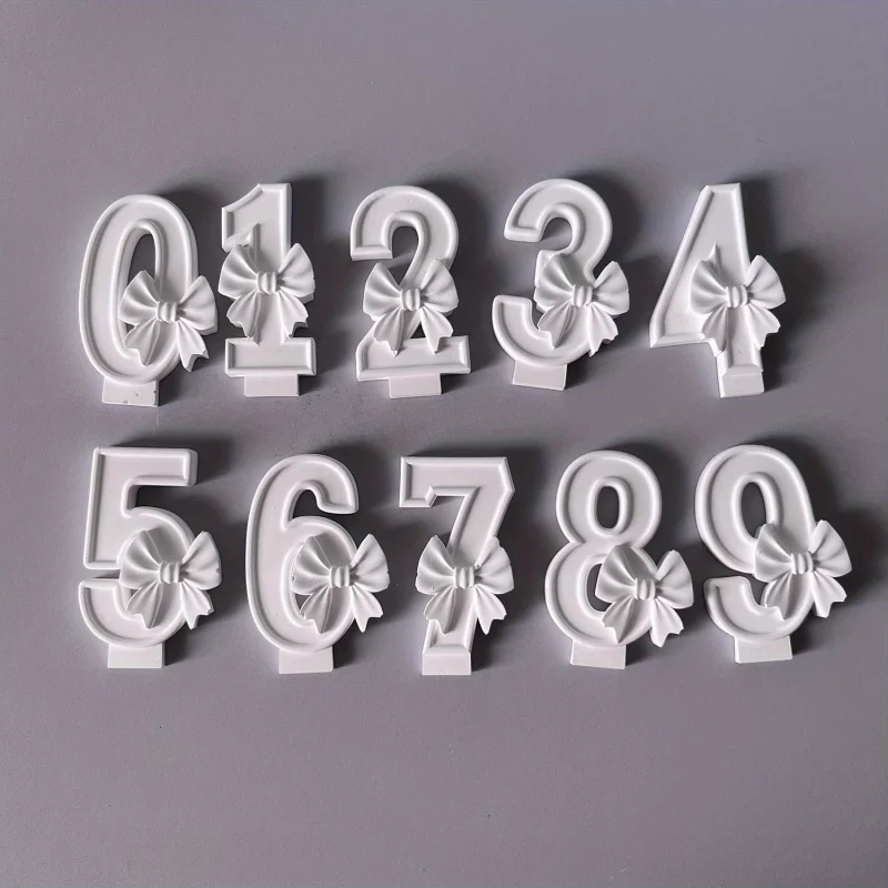 

Silicone Number Bow Mold for DIY Candle Holder & Cake Topper, Plaster and Resin Decor Craft
