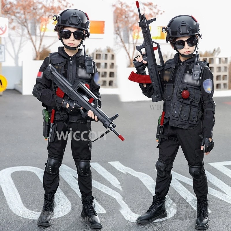 Children's Police Officer Performance Uniform Boys Girls Stage Performance Suit Halloween Carnival Party Cosplay Kids 110-160