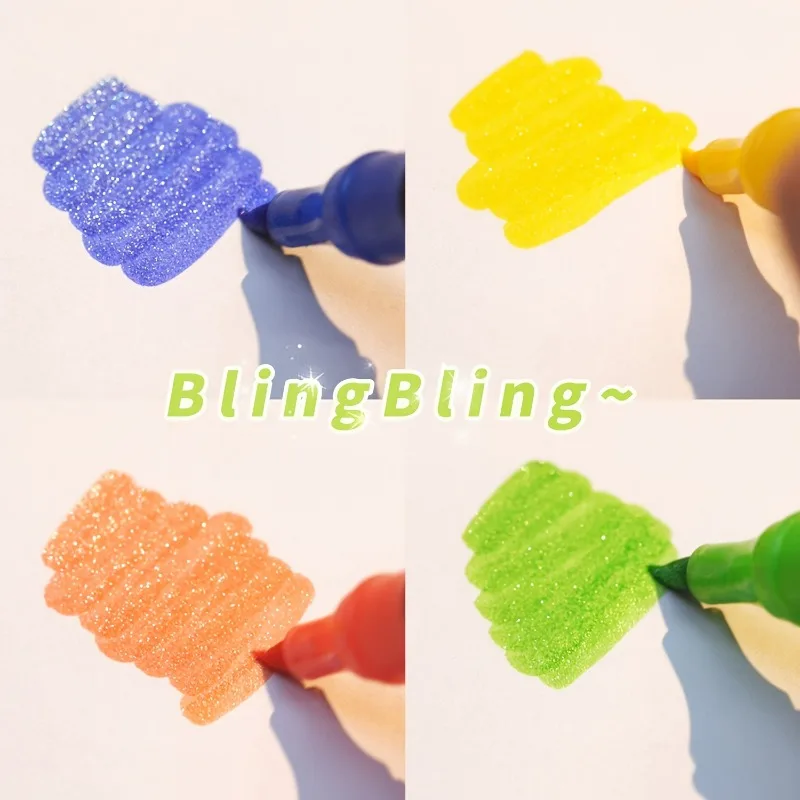 

Набор профессиональных ручек с двойным наконечником и блестками, 12 шт./компл., быстросохнущие чернила, похожие на клей, с тонким наконечником снизу, для скрапбукинга, рисования.