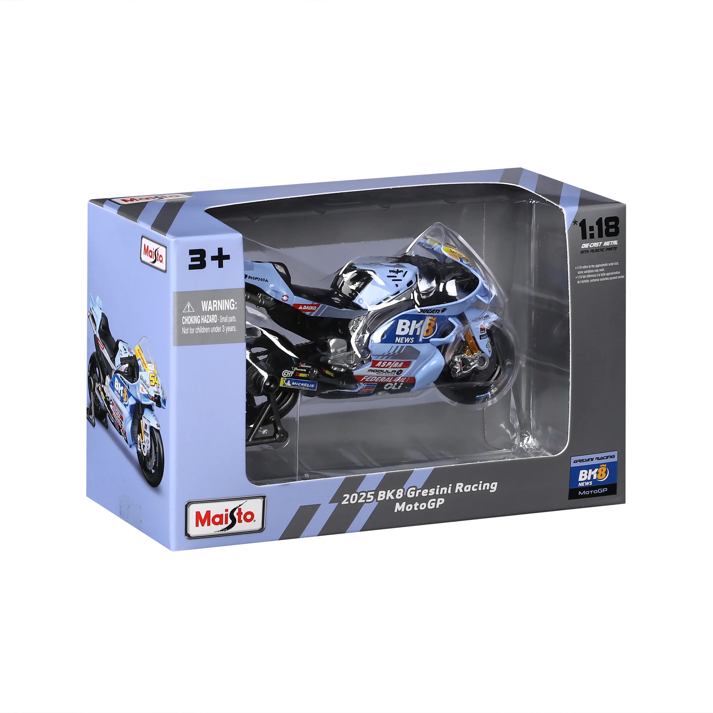 Maisto 1:18 # 73 Alex Marquez # 54 Giannantonio 2025 BK8 Gresini Racing Moto GP Motorradmodell aus Gusslegierung, Sammlerstück, Geschenk, Spielzeug – Detail 9