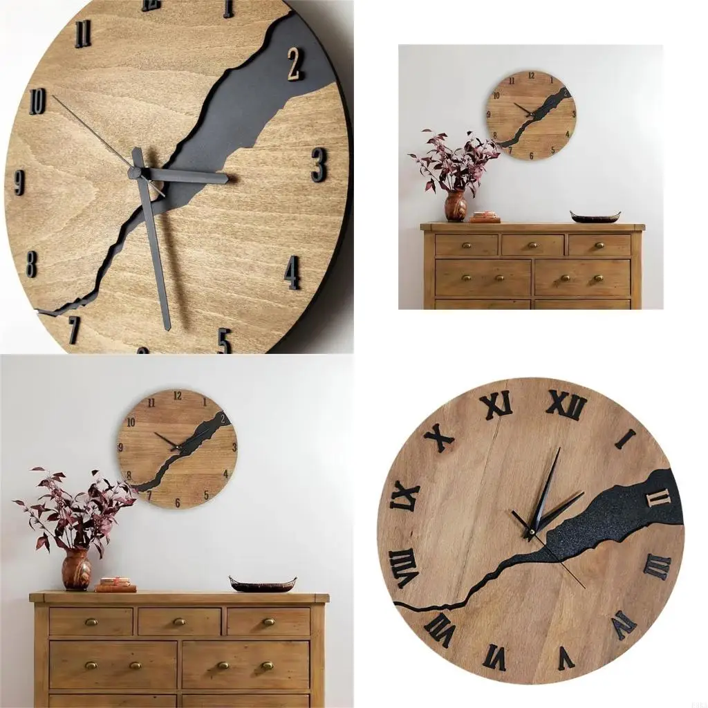 Elegant Simplistic Hanging Clock with Creative Crack Detailing Home Decors