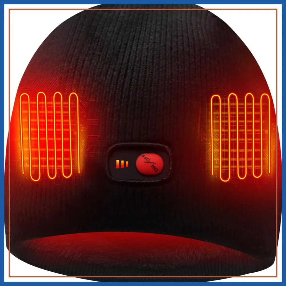 

Rechargeable Heated Beanie Hat for Men Women - Winter Ear Warmers for Skiing Fishing Motorcycling