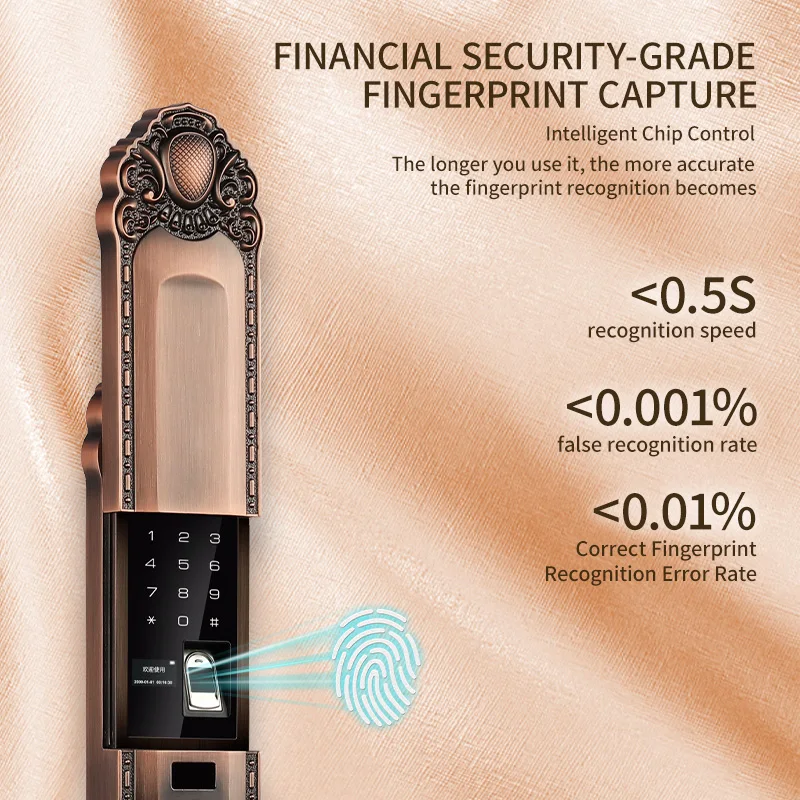Luxury Smart Lock Waterproof IP65 Fingerprint Password Key Villa Door Lock With Tuya App