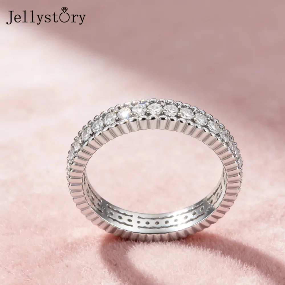 

Кольцо JellyStory Simple Pearl Dot, дизайн ко Дню святого Валентина, подарок, серебро S925, полностью инкрустированное муассанитом, однослойное, легкое роскошное ювелирное изделие