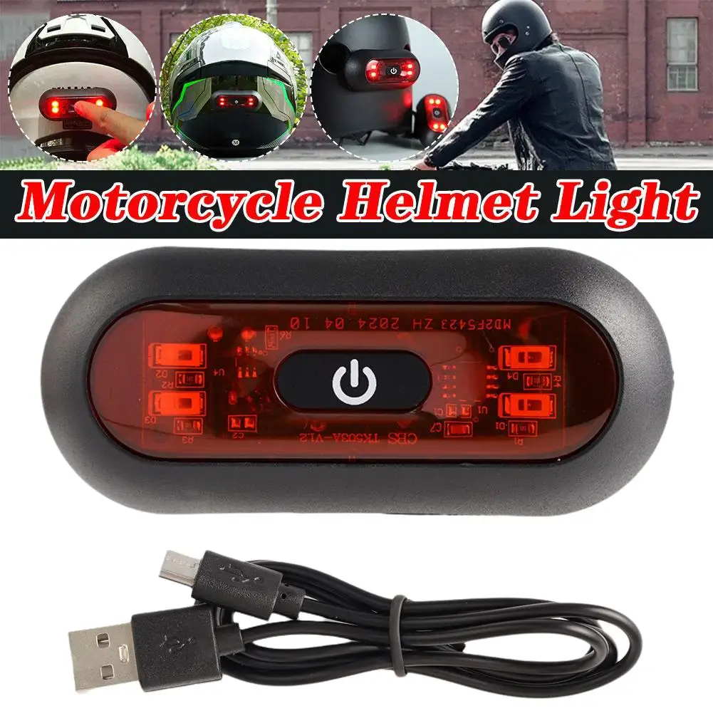Motorcycle Warning Light Helmet LED Smart Lights Night Signal Bicycle Helmet Taillight Universal Safety Cycling Accessories ﻿