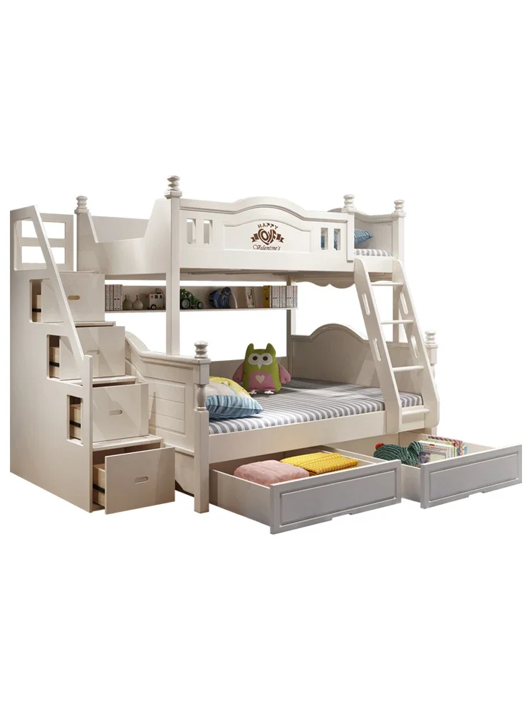 YY American Children's Bed Multi-Functional Combination Solid Wood Height-Adjustable Bed Upper and Lower Bunk