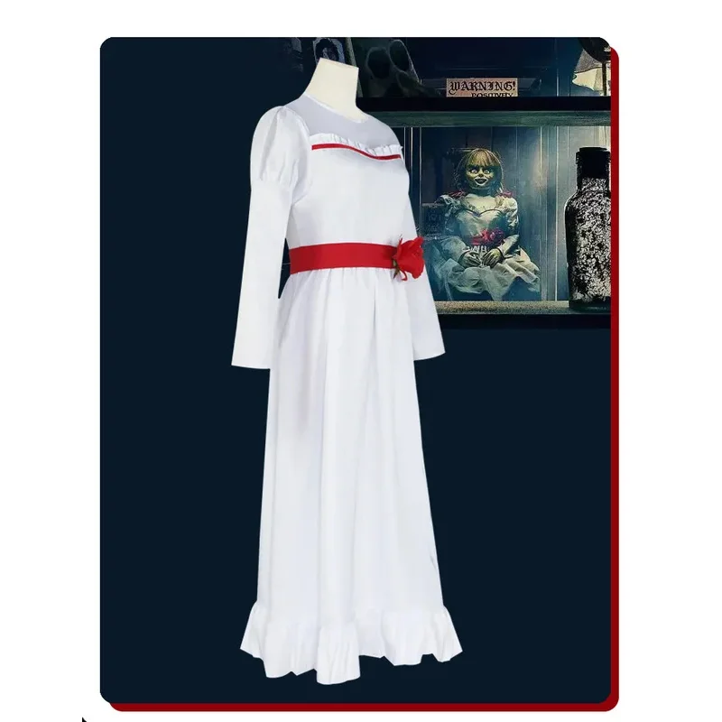 2025 aaa Terrifying Bride's Chachi Annabelle Cosplay Wig Summoning Doll Mask Woman Girl Evil Halloween Horror Costume