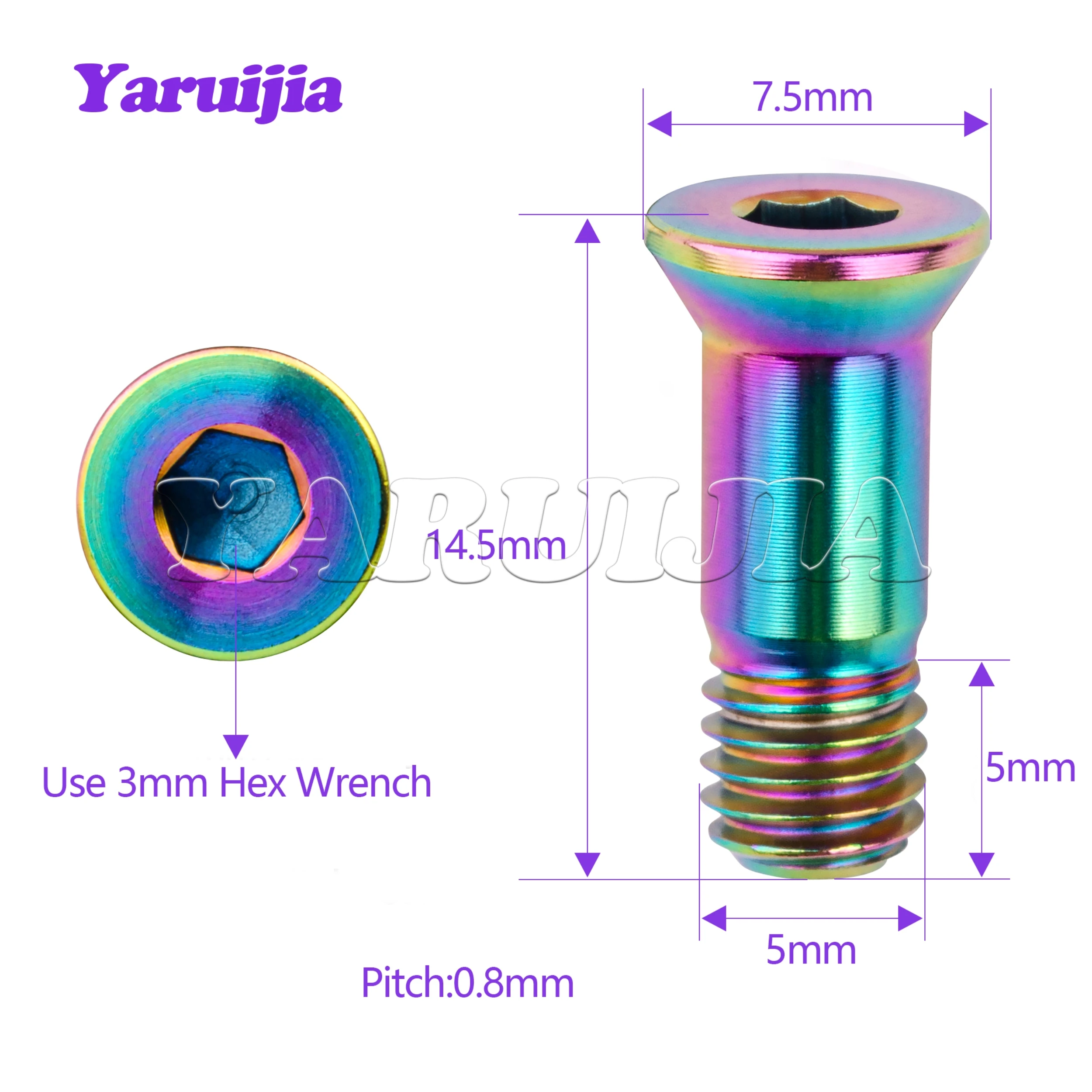 Yaruijia Titanium Bolts M5 For Bicycle Rear Derailleur Jockey Wheel Screws M5x14.5mm