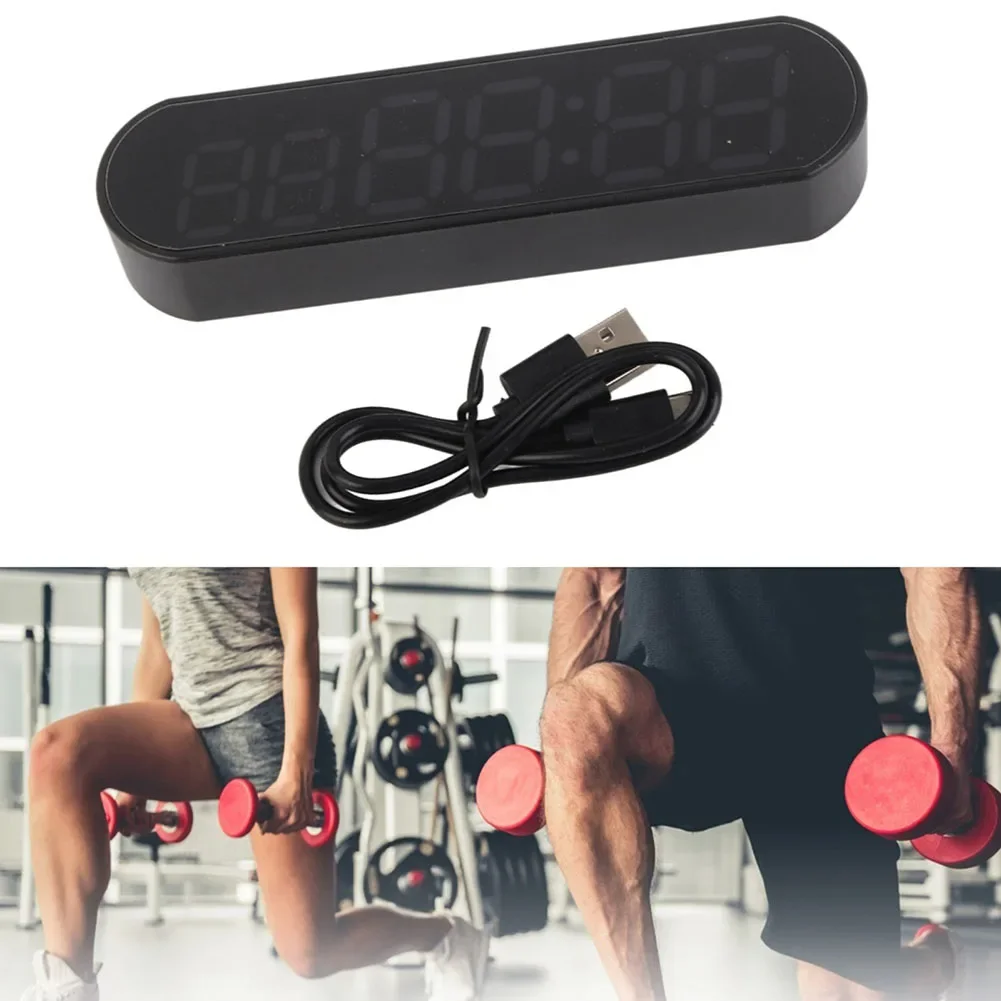 Portable Electronic Interval Timer 10 Functions Rechargeable ABS Fitness Alarm Clock For Home Gym School Workout Training Tool