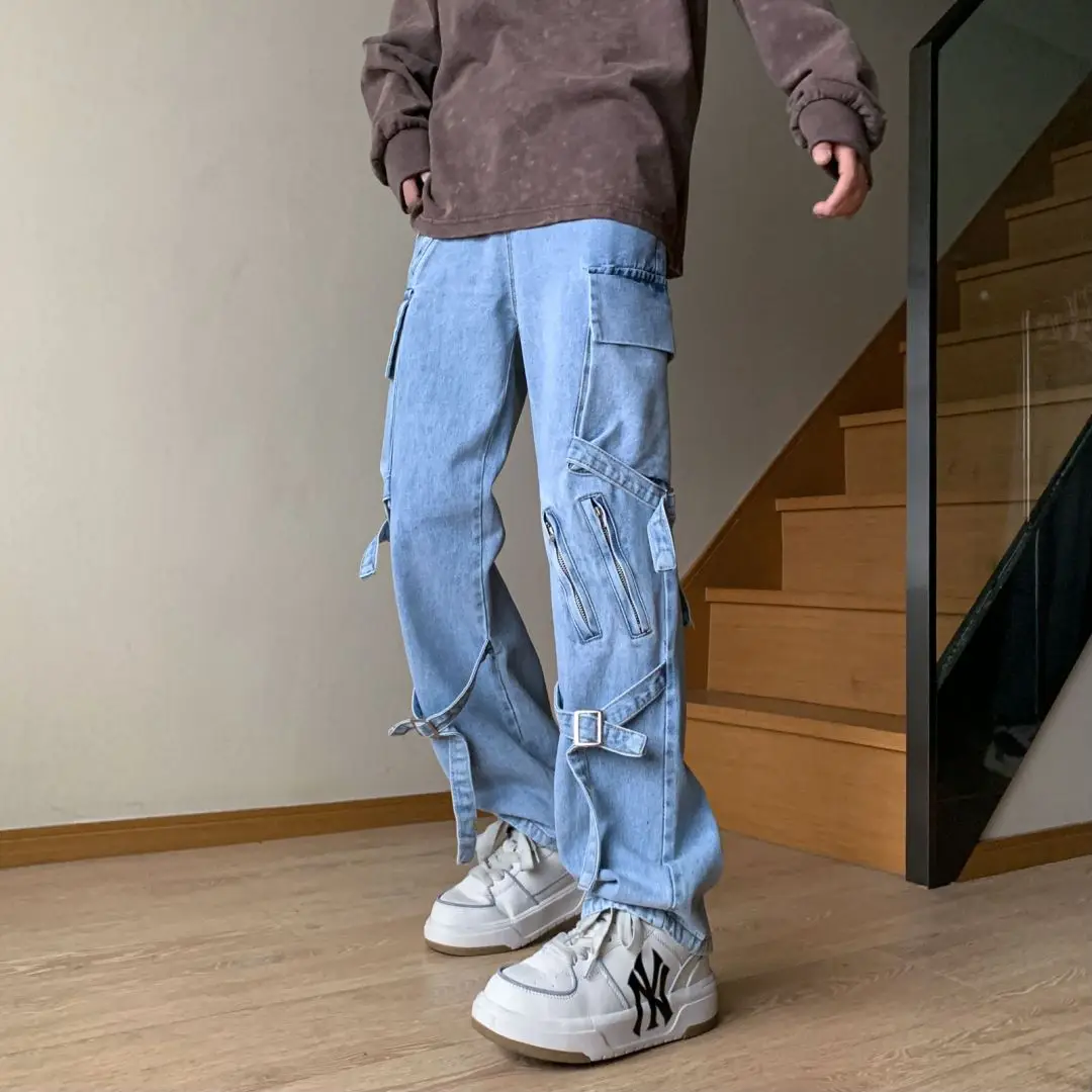 

2023 Y2k Jeans Men Streetwear Fashion Baggy Jeans Man Hip Hop Youth Trousers Cross Denim Pants Men Cargo Pants Punk Clothing