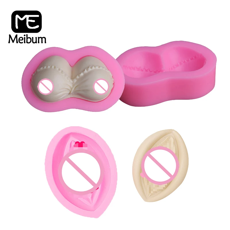 Sexy Breast Labia Silicone Chocolate Molds Adult Party Dessert Baking Tools Funny Female Genitalia Chest Fondant Cake Moulds