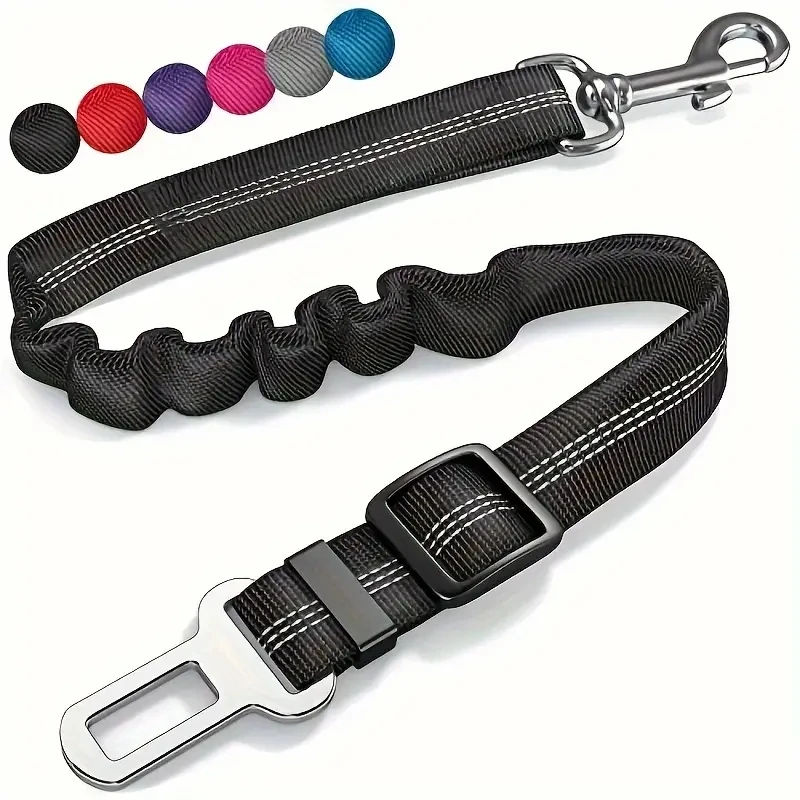 

Dog Seat Belt Adjustable Dog Car Seatbelts for Vehicle Nylon Pet Safety Seat Belt with Elastic Bungee Buffer Reflective & Durabl