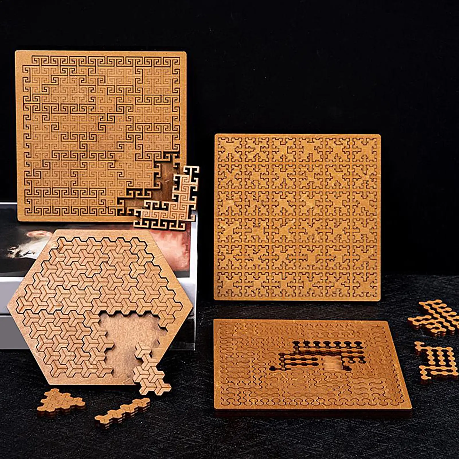 나무 직소 퍼즐 기하학 모양 퍼즐 두뇌 자극 게임 성인 어린이 가족 파티 엔터테인먼트를위한 교육 학습 장난감