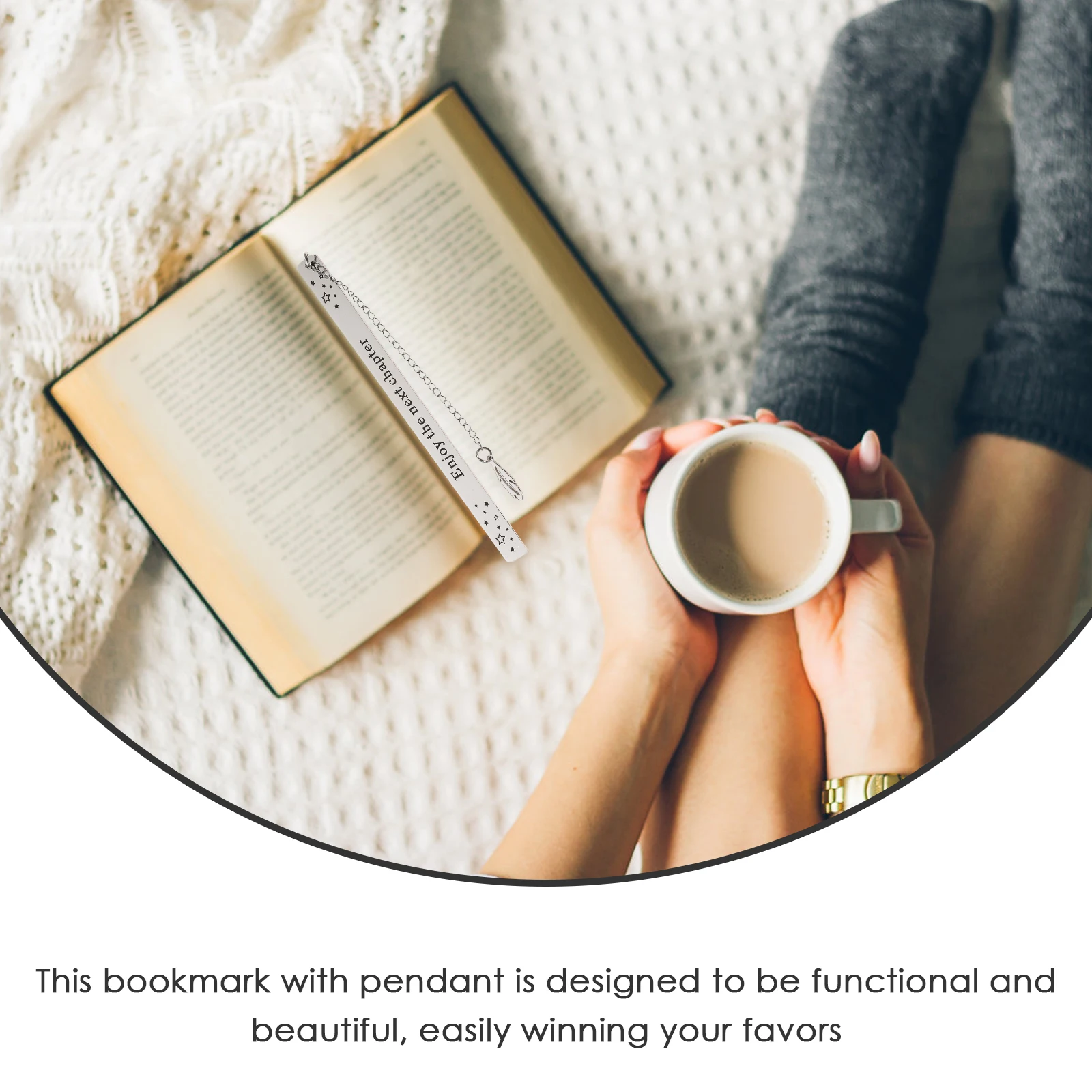 

Stainless Steel Metal Bookmark Leaf Design Chain Pendant Elegant Book Decoration Gift for Women Men Kids Holiday