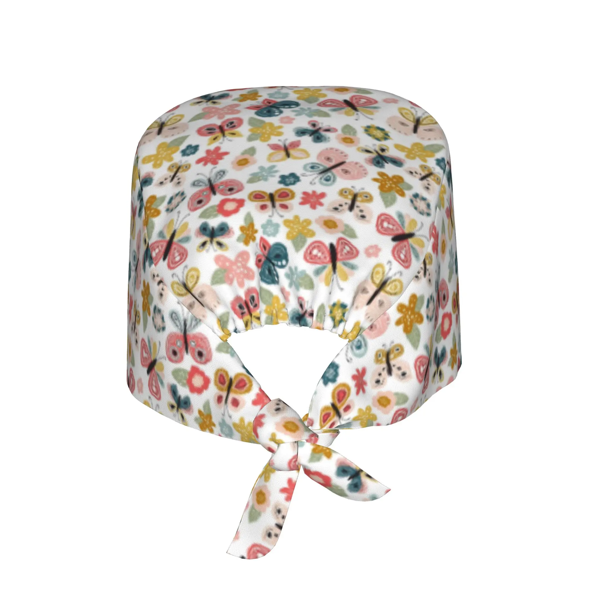 Funny Colourful Butterfly Printed  Scrubs Cap Surgical Hats Women Men  Operating Room Cap Nursing Cap Lab Works Hat