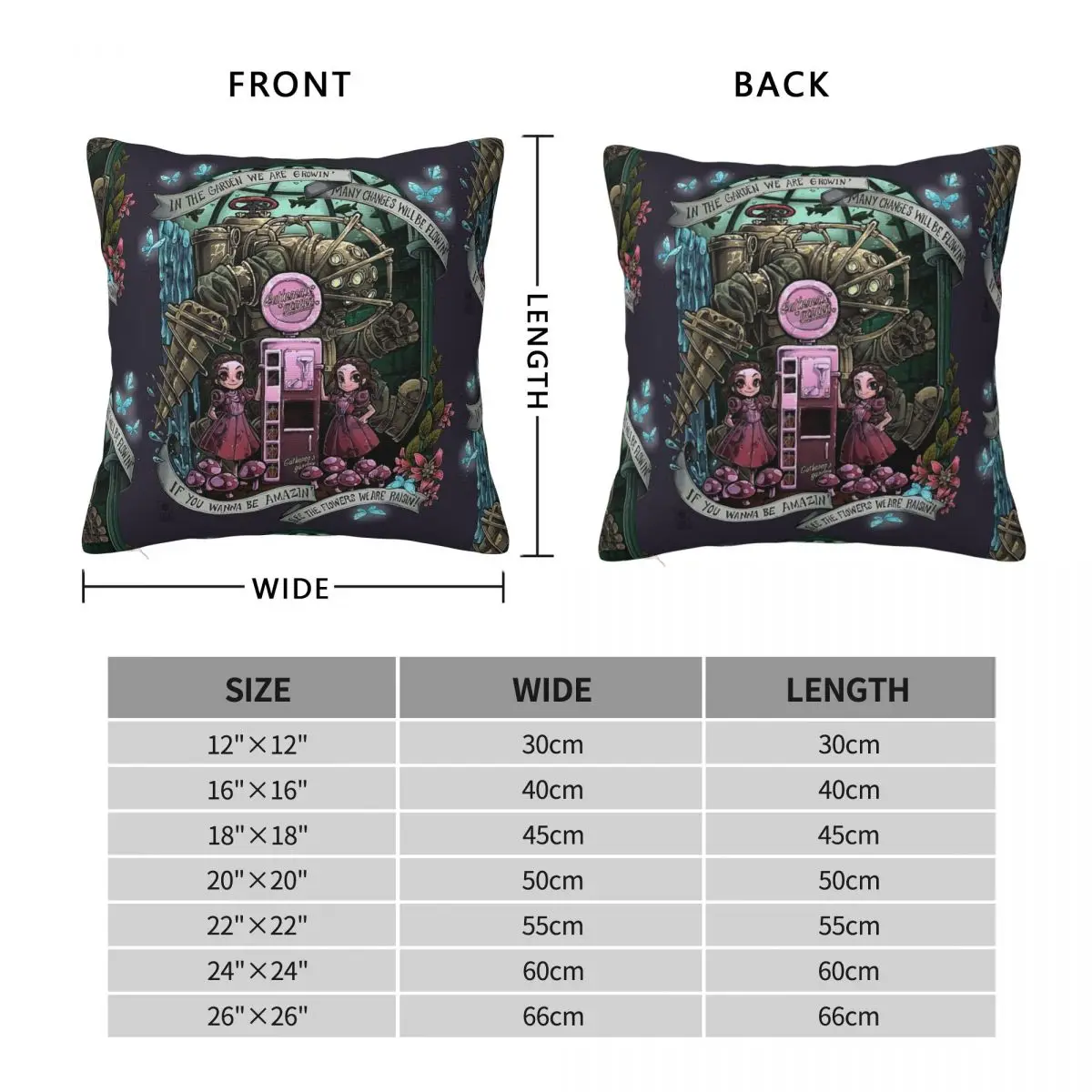 BioShock Gatherer's Garden Square Pillowcase Polyester Linen Velvet Pattern Zip Decorative Sofa Seater Cushion Cover Wholesale