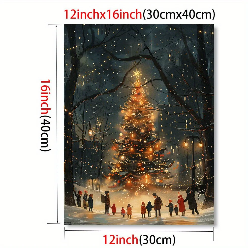 1PC New York Albero di Natale Tela Pittura 12x16 pollici Moderna Soggiorno e Camera Da Letto Decorazione Della Parete Incorniciato Decorazione Della Casa