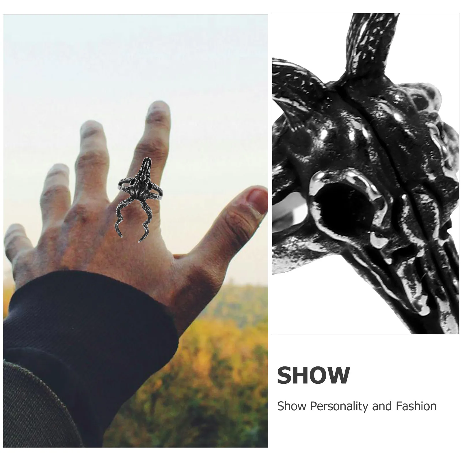 

Retro Sheep Skull Ring Titanium Steel Vintage Men'S Fashion Jewelry Stylish Creative Ring For Teens Adults