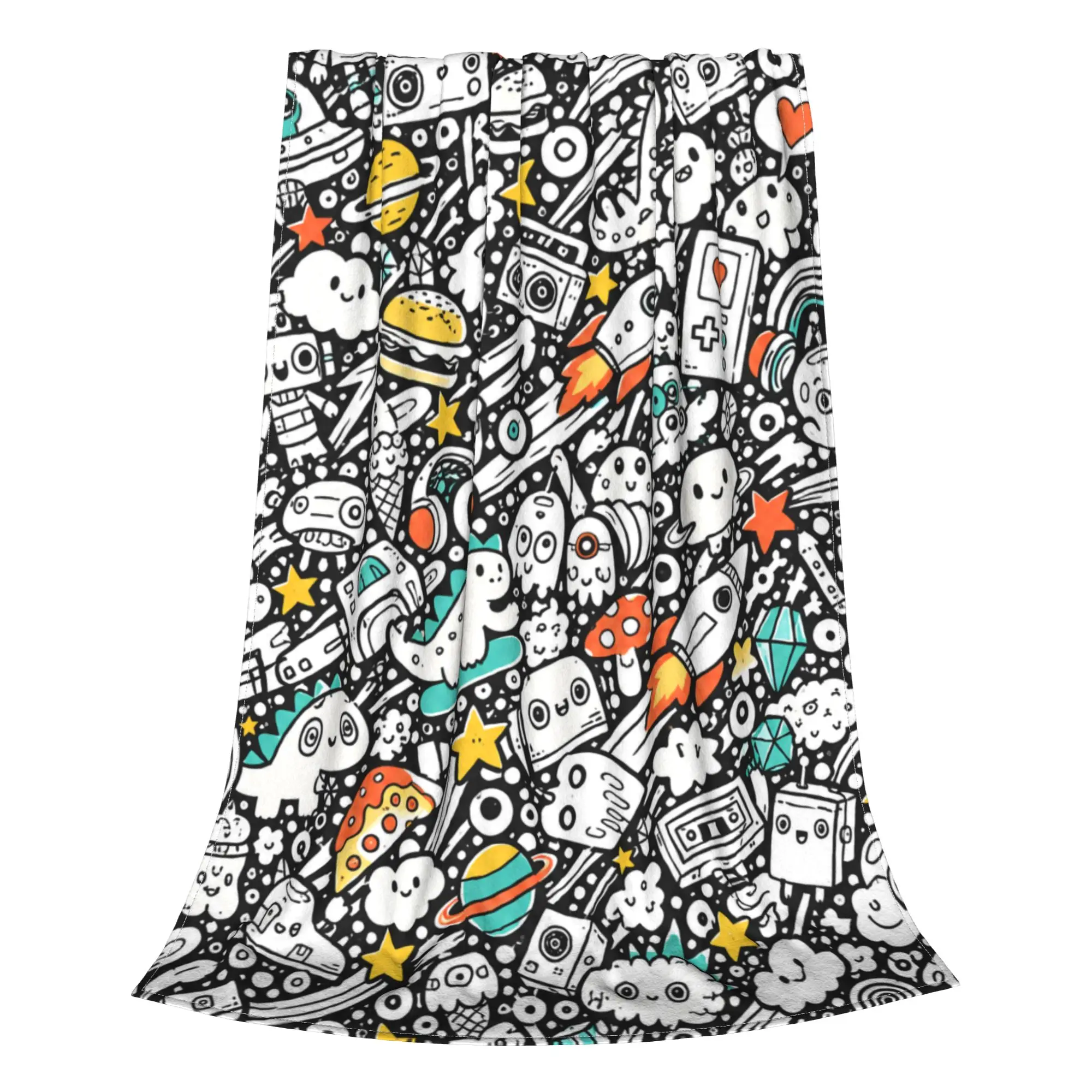 1PC Home Space-themed black and white items DIY Coloring Blanket Art Decor Gift Blanket Throw Super Cosy Plush Living Room Sofa