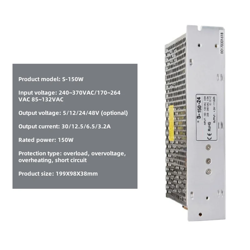 S-150W-24V6.5A Transformator 220V 12V 12.5A DC Zasilacz impulsowy