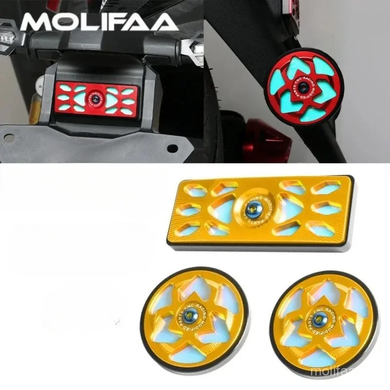 For SYM ADXTG 400 Motorcycle Night Reflective Cover Rear Mudguards CNC Aluminum Reflector Luminous Body Warning Pad Accessories