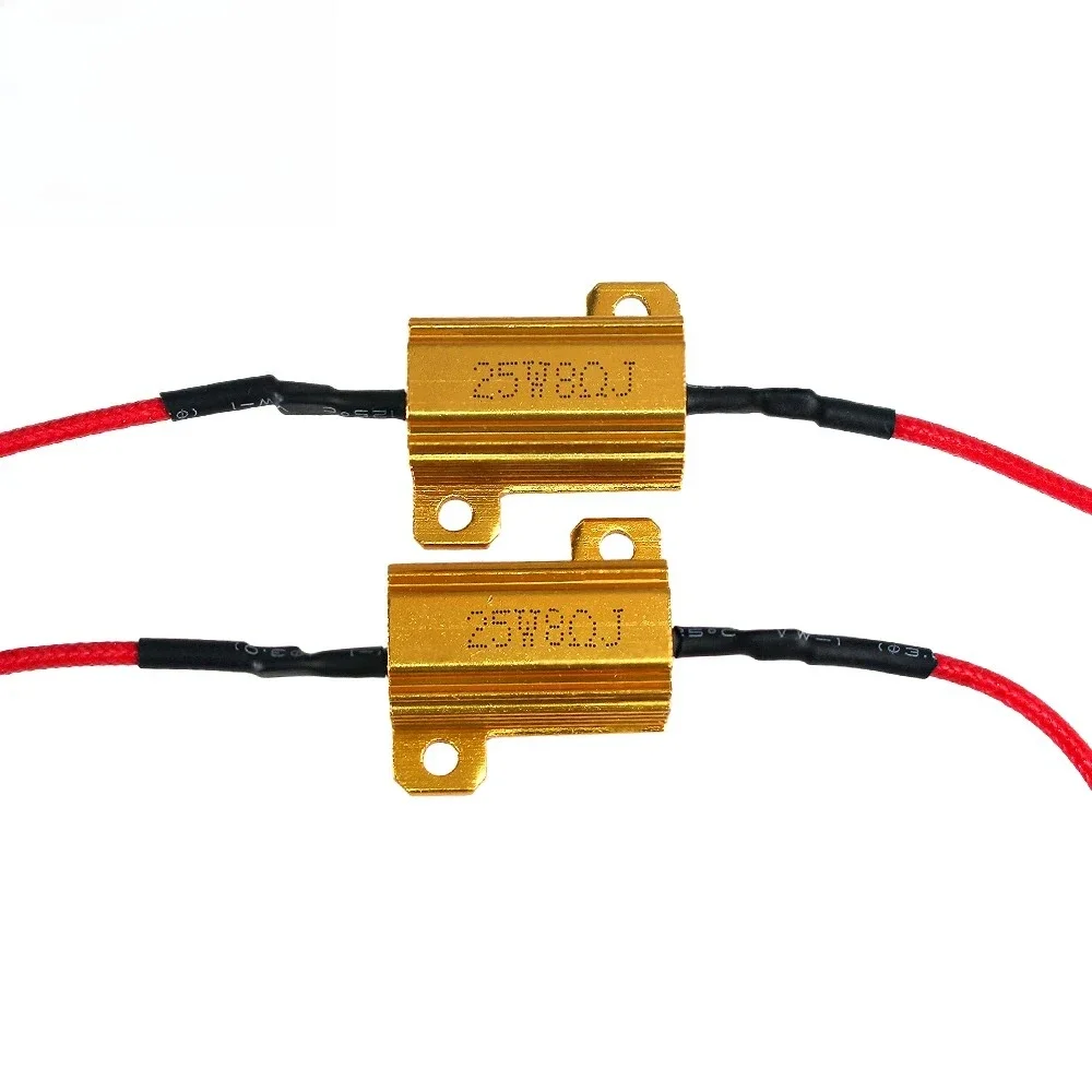 2 قطعة تحميل المقاوم 50 واط 6 أوم 25 واط 8 أوم Wirewound المقاوم غلاف من الألومنيوم مقاومات الطاقة لسيارة LED بدوره إشارات مصباح #4