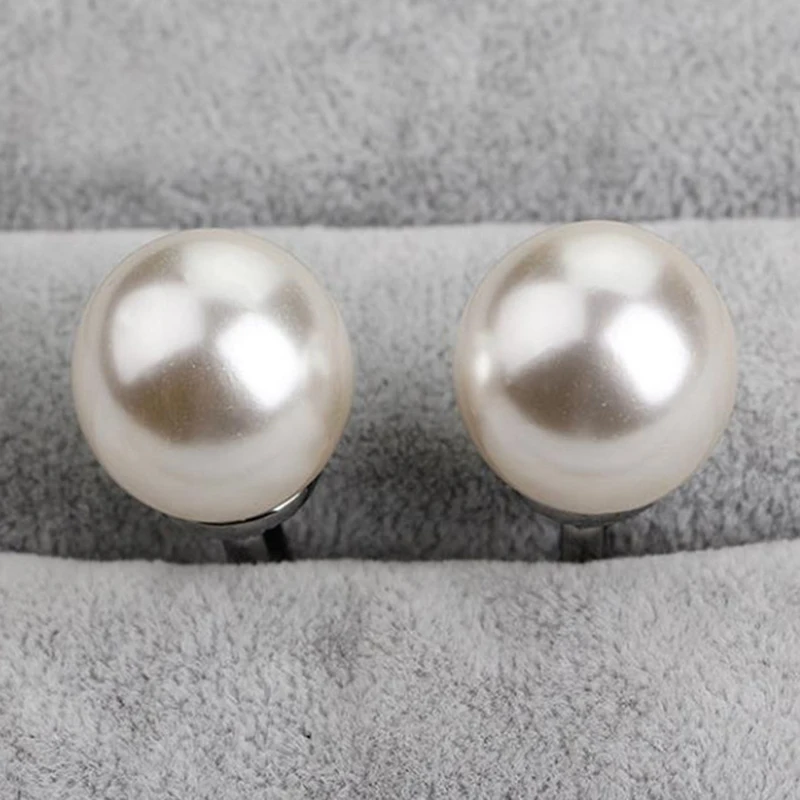 Beads Cufflinks For Men Round White Imitation Pearl Cuff Link Women Suit Concise Business Cufflink Wedding Party Cuflink Gift