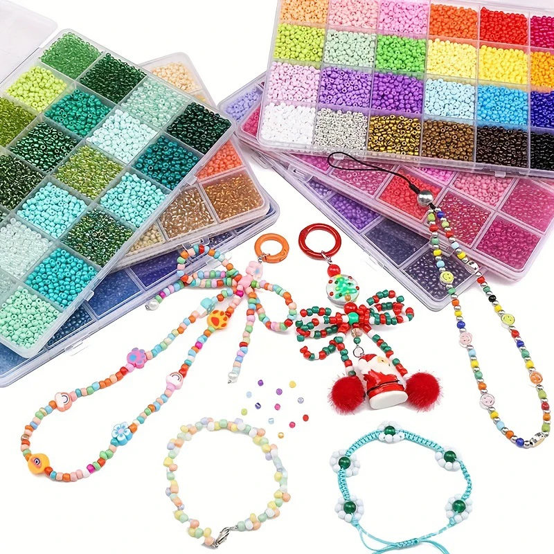 About 5200Pcs24 Grid Rice Bead Box Handmade DIY Jewelry Bracelet Earrings Kandi Jewelry Accessories Materials