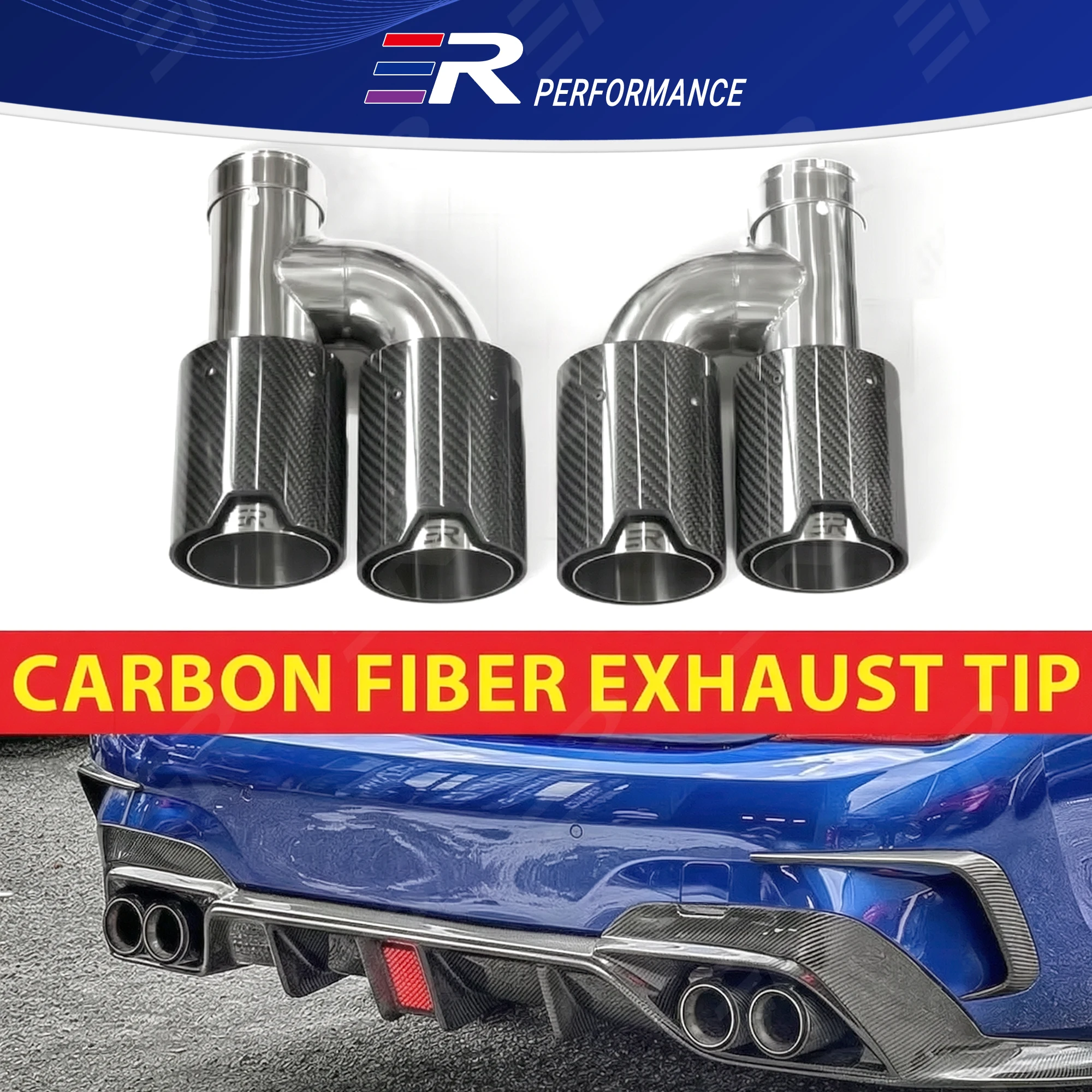 1PCS Universal Car Exhaust Pipe Carbon Fiber ER Performance Style H Type Pipes For Automotive Muffler Tip Exhaust System